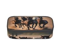 SDFHU Running Horses - Estuche multifuncional con estampado de caballos de carrera, bolsa de almacenamiento para artículos de cosméticos para adultos, Black, Talla única