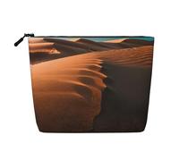 SDFHU Sand Dunes - Neceser con estampado de dunas de arena para mujer, bolsa de maquillaje de una sola capa, artículos esenciales de viaje, cosméticos con cremallera, Negro -, Talla única