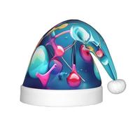 SDFHU Sombrero de Navidad con impresión 3D de ciencia abstracta y química, para gorro de Papá Noel de 13.7 pulgadas, accesorios festivos y de fiesta