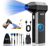 SDFM Soplador eléctrico de aire comprimido para PC Kit de limpieza 130.000 rpm Compressed Air, 3 velocidades Air Duster Aerosol de presión de aire, limpieza de teclado para PC, electrónica, sofá