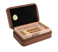 SDFSDE Caja humidificadora de Puros Forrada en Madera de Cedro, Funda for Puros de Cuero, Soporte portátil for Puros de Viaje con humidificador for 10 Puros(Brown)