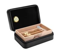 SDFSDE Caja humidificadora de Puros Forrada en Madera de Cedro, Funda for Puros de Cuero, Soporte portátil for Puros de Viaje con humidificador for 10 Puros(Black)