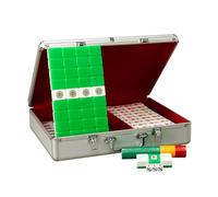 SDFSDE Juego de fichas de Mahjong de 146 Uds. Mah Jongg Chino Profesional con Caja de Aluminio y fichas de Mah Jong de acrílico Verde for reuniones Familiares(#42)