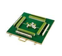 SDFSDE Mahjong Tile Set 144 Mini-Tiles Juego de Mah Jong Chino en Miniatura con Mesa Plegable, Estante y Dados Majong for reuniones, Fiestas y Viajes(Green,15.7 x 15.7in)