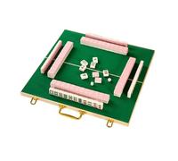 SDFSDE Mahjong Tile Set 144 Mini-Tiles Juego de Mah Jong Chino en Miniatura con Mesa Plegable, Estante y Dados Majong for reuniones, Fiestas y Viajes(Pink,19.7 x 19.7in)