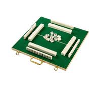 SDFSDE Mahjong Tile Set 144 Mini-Tiles Juego de Mah Jong Chino en Miniatura con Mesa Plegable, Estante y Dados Majong for reuniones, Fiestas y Viajes(Beige,17.7 x 17.7in)