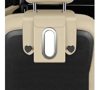 SDFSDEPIE Coche Caja Pañuelos Gancho para BMW 2er Active Tourer U06, Portapañuelos Colgar Asiento Trasero, Servilletero Soporte Reposacabezas Organizador,Beige