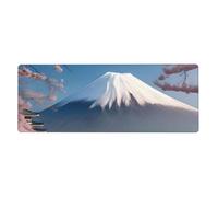sdfunn Alfombrilla de ratón grande con estampado de Monte Fuji a principios de primavera, alfombrilla de escritorio de piel para oficina con base de goma antideslizante, 11.8 x 31.5 pulgadas