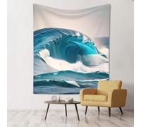sdfunn Tapiz de pared con diseño de olas de mar azul de dibujos animados para apartamento, dormitorio, sala de estar, dormitorio, 60 x 51 pulgadas, hogar de moda