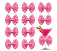Sdfvsdg 24 lazos de satén rosa intenso para bolsas de golosinas de 3.5 pulgadas, lazos rosas para manualidades, lazos prefabricados, decoración de regalos, lazos para envolver dulces, manzanas,