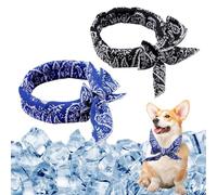 SDFWGG 2 Piezas Collar Refrigerante Perro Pañuelo Refrescante para Perros Bandana Refrigerante Lazo para Mascotas Verano Gatos Perros Pequeños Medianos Grandes (Azul Y Negro)