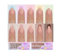 SDFWGG 300 Piezas Press On Nails Uñas Postizas Almendra y Cuadradas French Tips de Cobertura Completa en Soft Gel Uñas Acrílicas Artificiales para Mujeres y Niñas DIY Arte de Uña (B)