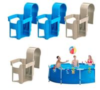 SDFWGG 4 Piezas Portavasos Piscina Colgante Redondo Y Cuadrado Soporte para Bebidas Soportes para Bebidas De Accesorios Piscina Portavasos (Azul & Caqui)