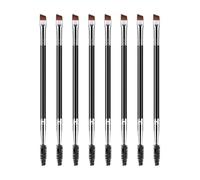 SDFWGG 8 Piezas Cepillo de Cejas Doble Extremo Pincel Angulado y Brocha Spoolie para Polvo Gel y Cera de Cejas Mini Cepillo de Pestañas Profesional Negro