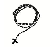 SDFWGG Collar Rosario Hecho a Mano en Cuerda de Nylon con Cruz Ideal para Iglesia Misa Bautizos Comuniones y Regalos