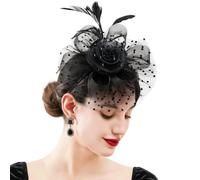 SDFWGG Fascinator Retro Flor de Malla Accesorios Cabello para Cóctel Tocado Mujer Boda Invitada Sombrero Cóctel Tocado Vintage Adorno para Pelo Ceremonia Fiesta (Negro)