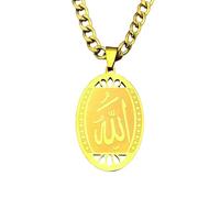 SDFXCDR Colgante con símbolo del Corán de Alla en color oro/plateado, joyería de moda para mujeres y hombres, collar religioso, pulsera, accesorios