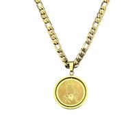 SDFXCDR Collar con colgante de corazón sagrado de católico para mujeres y hombres, collar de medalla de color dorado, regalo de joyería