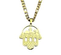 SDFXCDR Collar con colgante de mano de Hamsa judaísmo para mujeres y hombres, color dorado, joyería islámica del templo de Dios