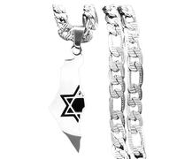 SDFXCDR Collar con colgante de mapa del país de la estrella de David con hexagrama de Israel Magen para hombres y mujeres
