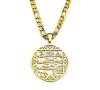 SDFXCDR Collar con colgante geométrico de letra árabe de Alá y Corán para mujeres y hombres, cadena de color dorado, amuleto islámico