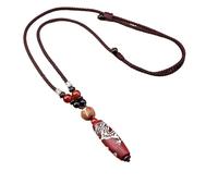 SDFXCDR Collar para hombre, colgante de ágata Tianzhu, collar retro de dragón pilar de dragón tibetano, estilo étnico, hombres y mujeres, cadena de algodón y cáñamo