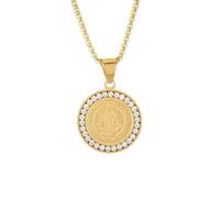 SDFXCDR Collar para hombre, colgante de medalla sagrada de San Benito San Benito, collar de Jesús, amuleto religioso, joyería para hombres y mujeres