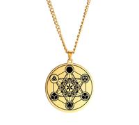 SDFXCDR Collar para hombre, colgante de sello de Metatrón del arcángel, collar con colgante de Salomón, joyería religiosa