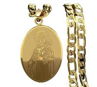 SDFXCDR Collar para hombre, collar clásico con colgante para mujeres y hombres, chapado en oro, collar católico de la madre María, joyería