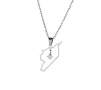 SDFXCDR Collar para hombre, collar con colgante de corazón con mapa de Siria, collar de geografía del país de Oriente Medio para mujeres y hombres, joyería étnica