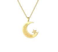 SDFXCDR Collar para hombre, collar con colgante de estrella de luna creciente con circonita islámica, runa musulmana, para hombres y mujeres