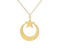 SDFXCDR Collar para hombre, collar con colgante de estrella de luna creciente para hombres y mujeres, cadena larga, para pareja, regalo de cumpleaños