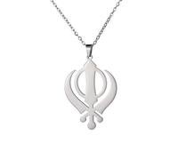 SDFXCDR Collar para hombre, collar con colgante de Khanda de la India para hombre, símbolo de sijismo, amuleto de joyería de regalo