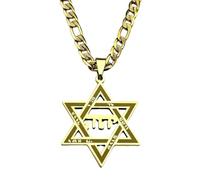 SDFXCDR Collar para hombre, collar con colgante hebreo Tetragrammaton Yahvé para mujeres y hombres, joyería de amuleto judío de Israel de color dorado