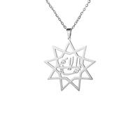 SDFXCDR Collar para hombre, collar de estrella bahai de nueve puntos, caligrafía persa, farsi parsi, joyería