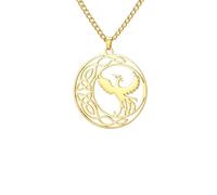 SDFXCDR Collar para hombre, collar de fénix con animales mitológicos, potente tótem celtas, protección de luna creciente, amuleto de joyería