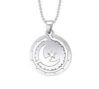 SDFXCDR Collar para hombre, collar de luna creciente con estrellas y colgante musulmán islámico para hombres y mujeres, amuleto religioso, regalo de joyería