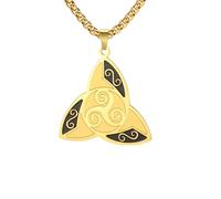 SDFXCDR Collar para hombre, collar de nudo en espiral de los celtas, colgante de triple triple, nudo trinitario en espiral, amuleto irlandés de buena suerte