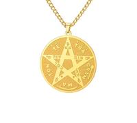 SDFXCDR Collar para hombre, collar de sello tetragrammaton de Salomón, brujería, mágico, nombre de Dios, pentáculo, colgante, cadena, amuleto de protección, joyería