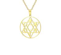 SDFXCDR Collar para hombre, collar hexagonal de estrella con colgante de fase lunar sagrada, gargantilla para mujeres y hombres, joyería de bendición judía, regalo