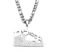 SDFXCDR Collar para hombre, collar judío de la ciudad vieja de Jerusalén para mujeres y hombres, color dorado, templo de Dios, cadena hebrea, amuleto, joyería