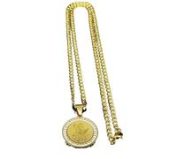 SDFXCDR Collar para hombre, colorido arcángel San Expedito, medalla de santo, collar de cadena de color dorado, joyería San Benito