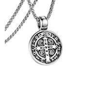 SDFXCDR Collar para hombre, cruz de San Benito, colgante religioso italiano, exorcista, santo, joyería