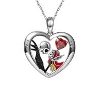 SDFXCDR Collar para hombre, diseño de calavera de corazón con colgante de Navidad, noche, miedo, para Halloween, fiesta de cumpleaños, accesorios de nicho, regalos