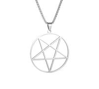 SDFXCDR Collar para hombre, diseño vintage de Brujería religiosa de Salomón, collar con colgante de estrella de cinco puntas para hombres y mujeres, joyería de la suerte