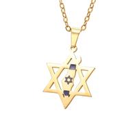 SDFXCDR Collar para hombre, estrella de David, collar de mapa de letras hebreas, colgante de hexagrama de Tierra Santa, amuleto de protección judía, joyería