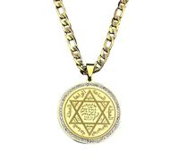SDFXCDR Collar para hombre, estrella de David, musulmán árabe, cristales del Corán, collar con colgante para mujeres y hombres, color dorado, hexagrama islámico, regalo de joyería