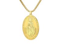 SDFXCDR Collar para hombre, religioso tallado de doble cara, collar católico con colgante de madre de Dios