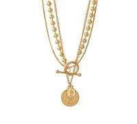 SDFXCDR Collares de Gargantilla para Mujeres, Colgante de Retrato de la Reina de geometría Separable de 3 Capas Collar de Cadena de Encanto de Fiesta de Alta joyería de Moda, Regalo