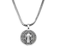 SDFXCDR San Benito - Collar con colgante de exorcista para mujeres y hombres, joyería religiosa de amuleto cristiano de San Benito